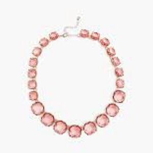 Zara gold and pink crystal resin jeweled oversized statement necklace NEW